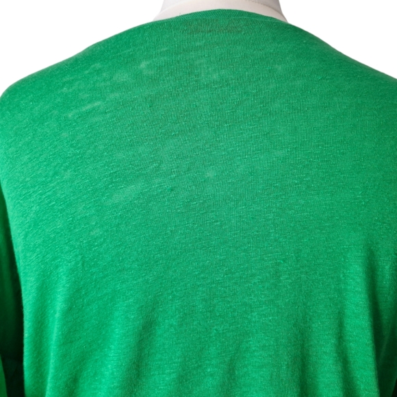 Zara Green 100% Linen Ruffle Sleeve Round Neck Knit Blouse Top Size Large - Picture 8 of 10